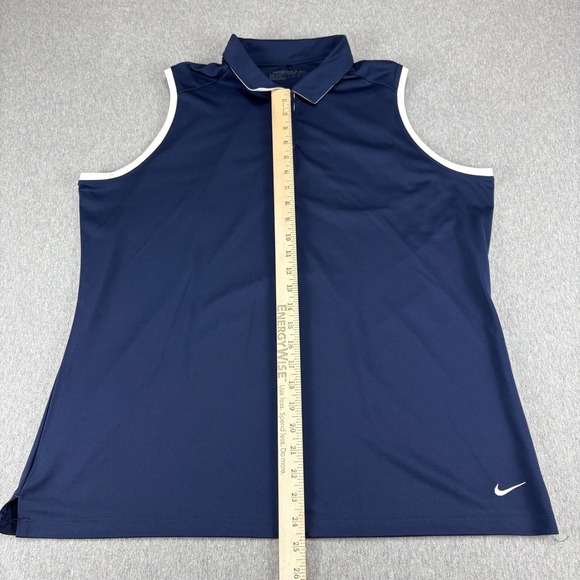 Nike Dri-FIT Sleeveless Polo Shirt Women's 2XL Collared Athletic Golf Navy White - Picture 7 of 10